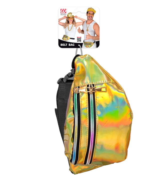 Goldene holografische Gürteltasche mit verstellbarem Gürtel