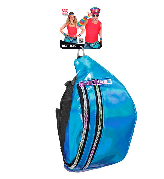 Blaue holografische Gürteltasche mit verstellbarem Gürtel