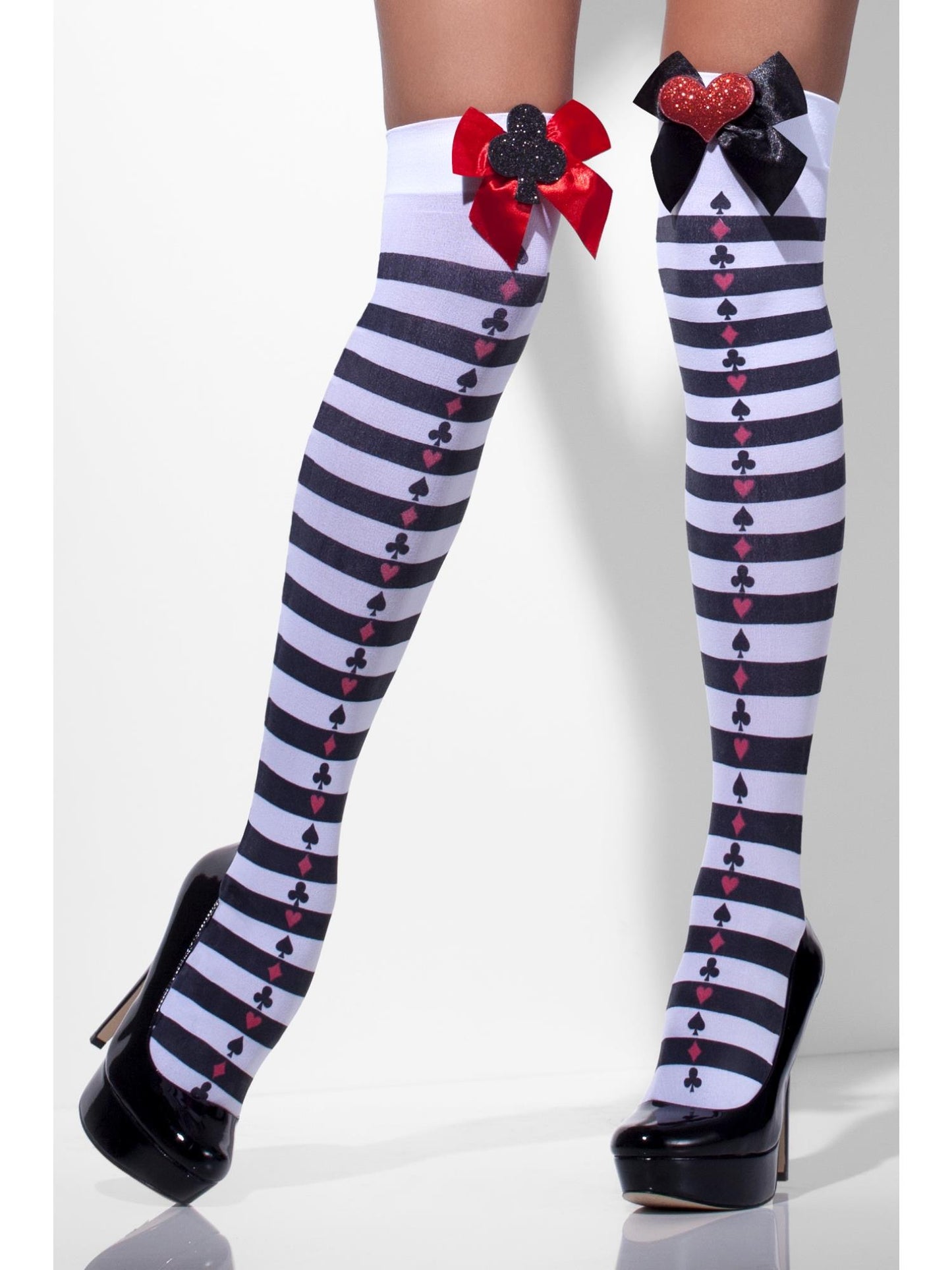 Smiffys FEVER Opaque Hold-Ups, Black & White für Damen