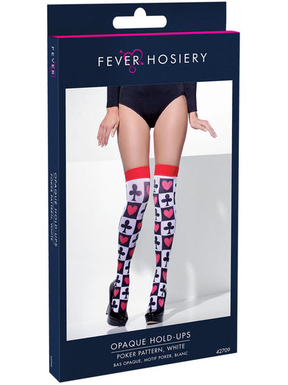 Smiffys FEVER blickdichte weisse Hold-Ups für Damen – Detailansicht
