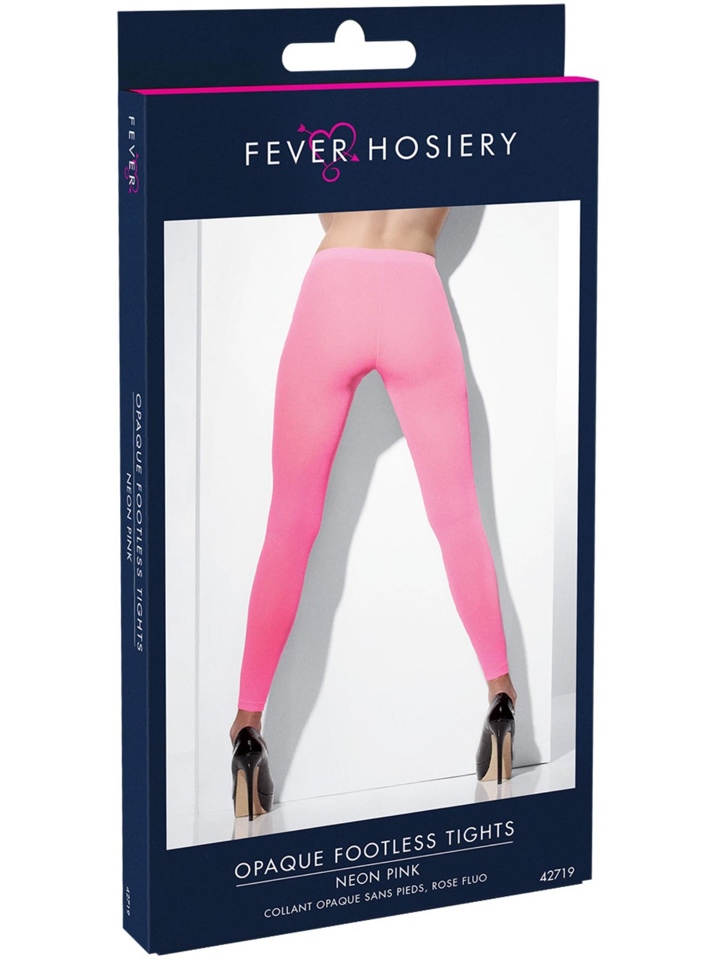 Smiffys FEVER Opaque Footless Tights, Neon Pink AC für Damen