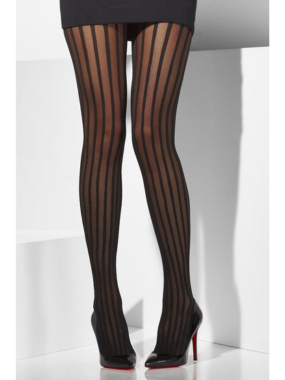 Smiffys FEVER Sheer Tights schwarze transparente Strumpfhose für Damen – Produktansicht