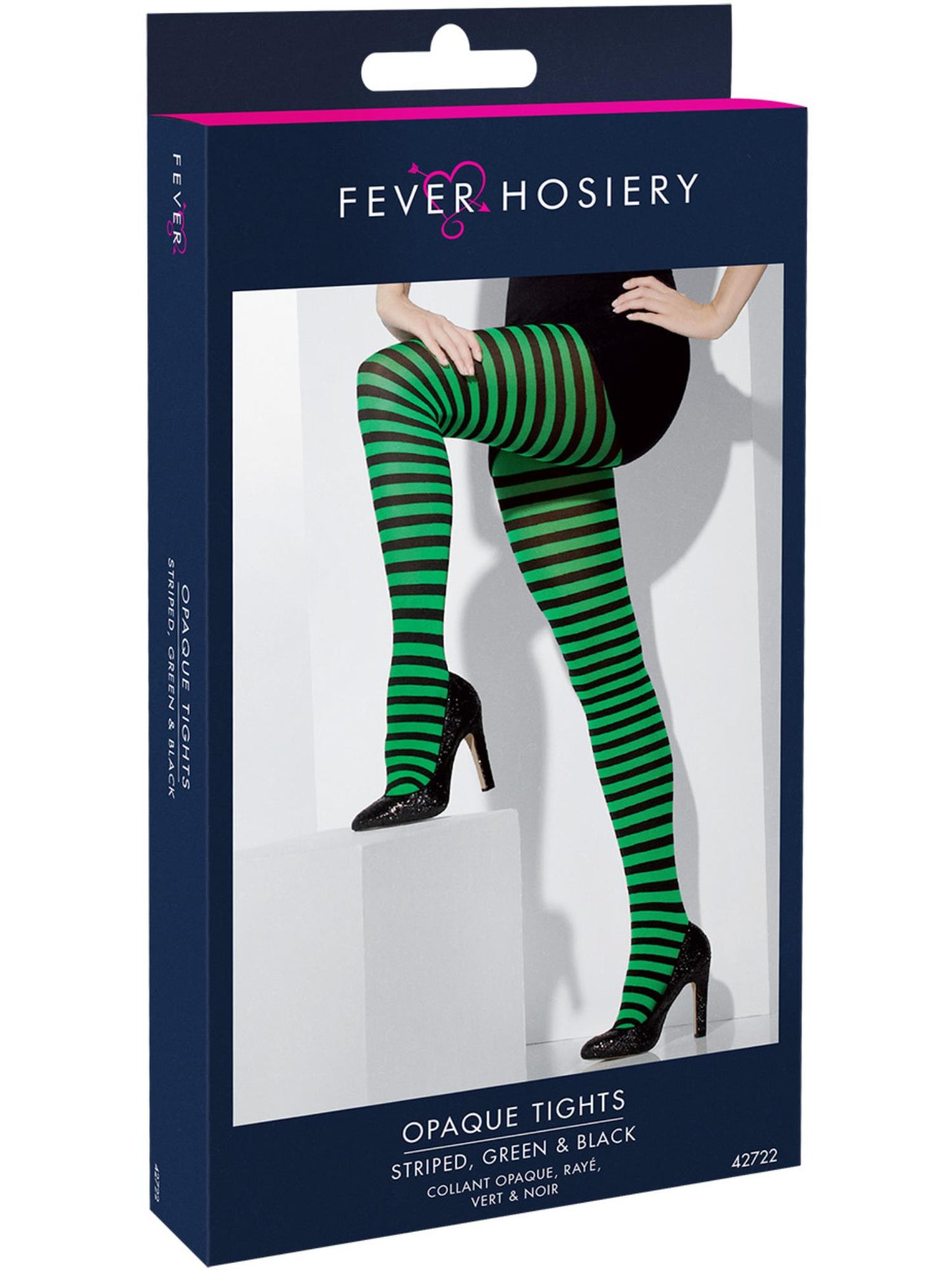 Smiffys FEVER Opaque Tights, Green & Black für Damen