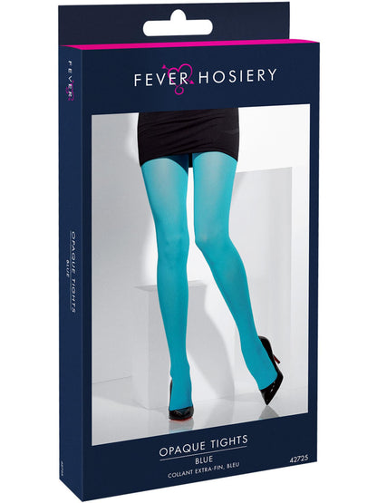 Smiffys FEVER Opaque Tights, Blue AC für Damen
