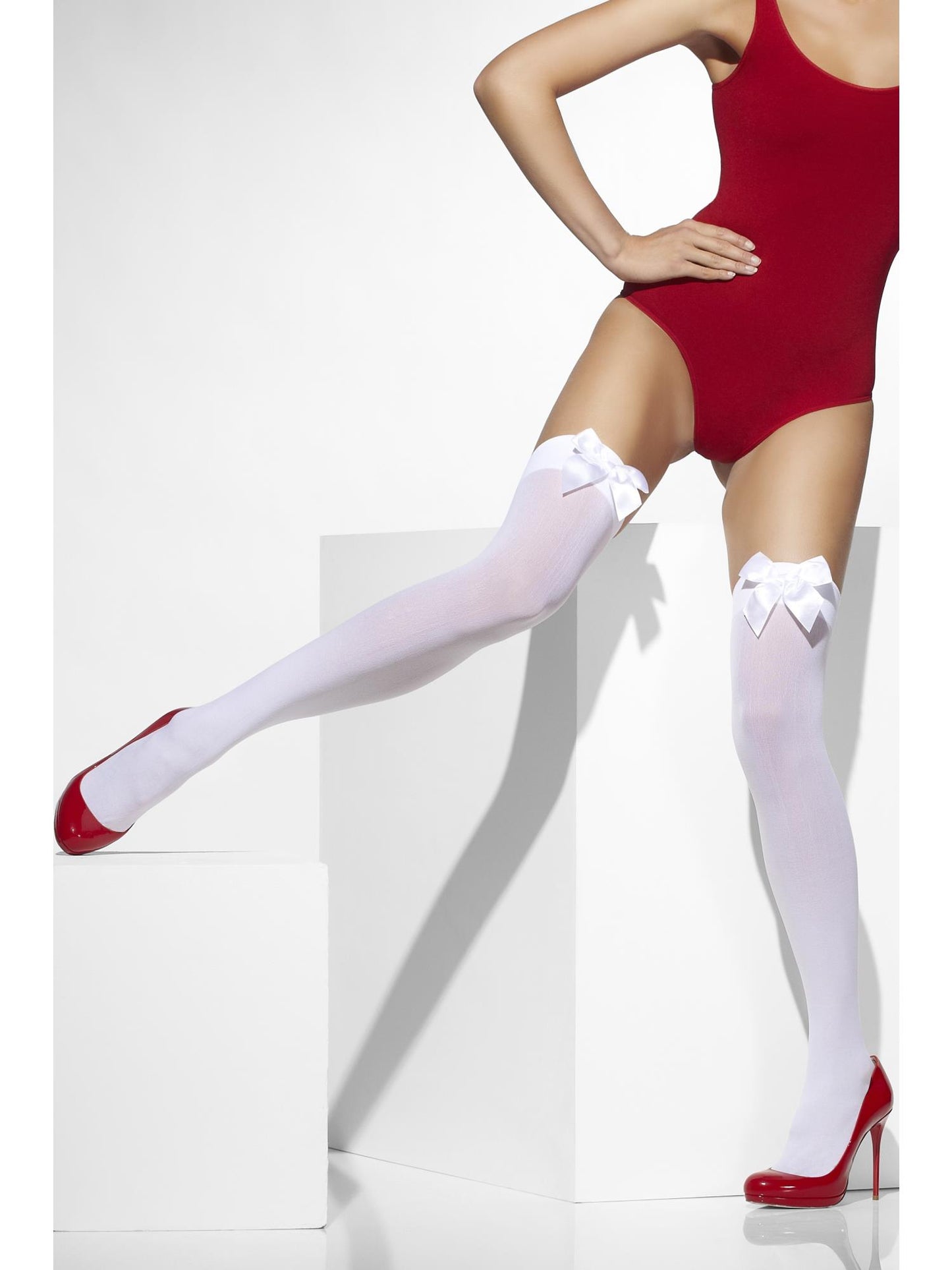 Smiffys FEVER Opaque Hold-Ups, White AC für Damen