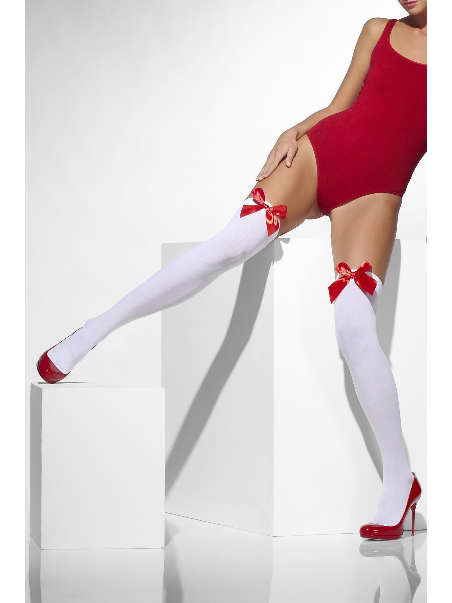 Smiffys FEVER Opaque Hold-Ups, White AC für Damen