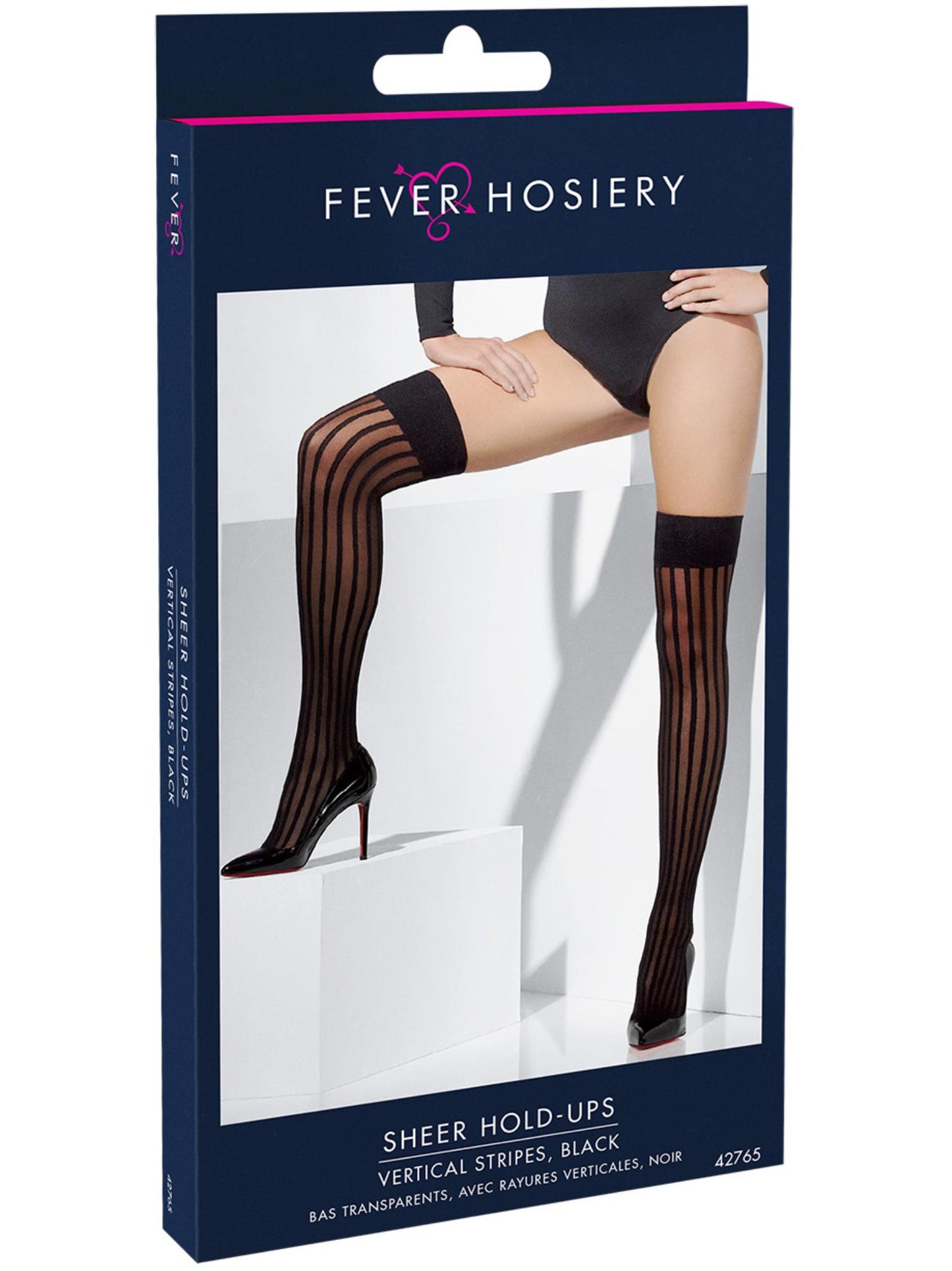 Smiffys FEVER Sheer Hold-Ups, Black für Damen