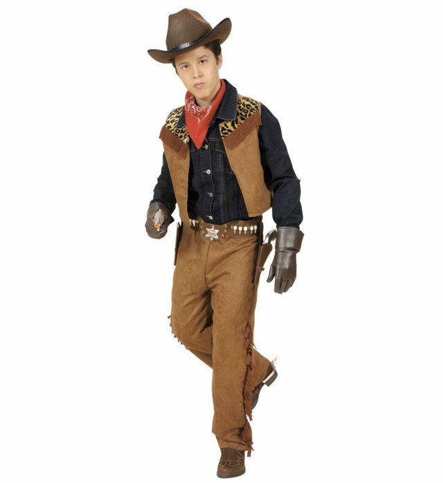 Cowboy und Indianer Kostüm mit Weste und Hose für Fasnacht und Karneval