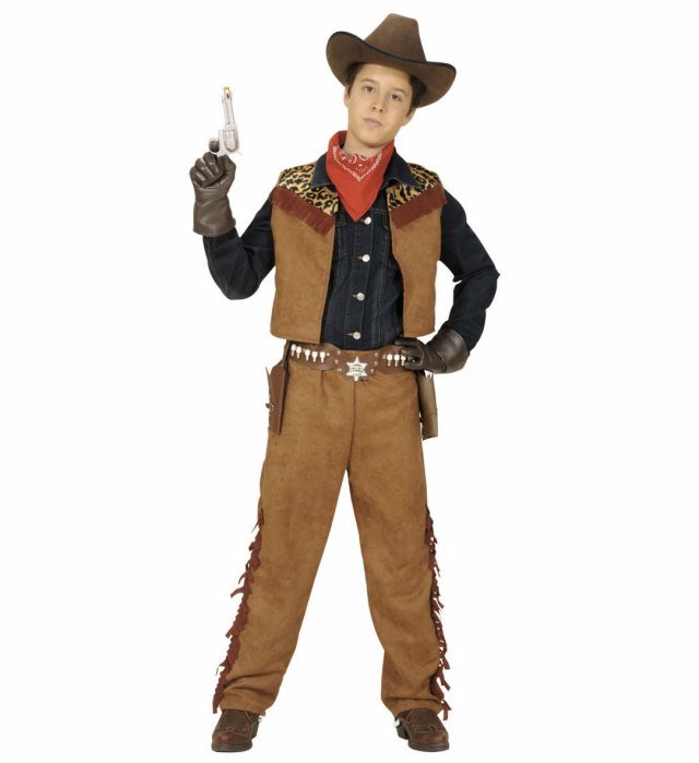 Cowboy und Indianer Kostüm mit Weste und Hose für Fasnacht und Karneval