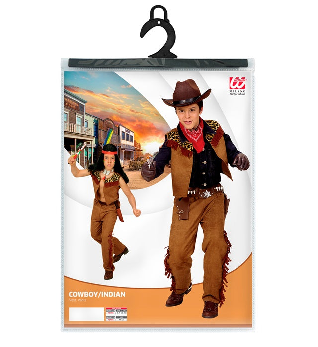 Cowboy und Indianer Kostüm mit Weste und Hose für Fasnacht und Karneval