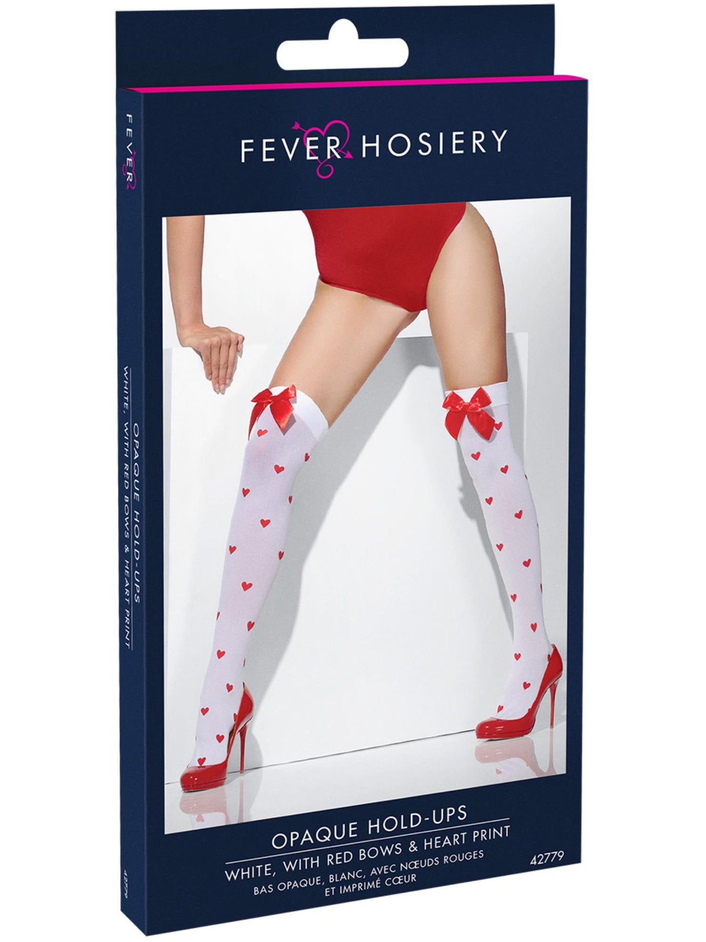 Smiffys FEVER Opaque Hold-Ups, White AC für Damen