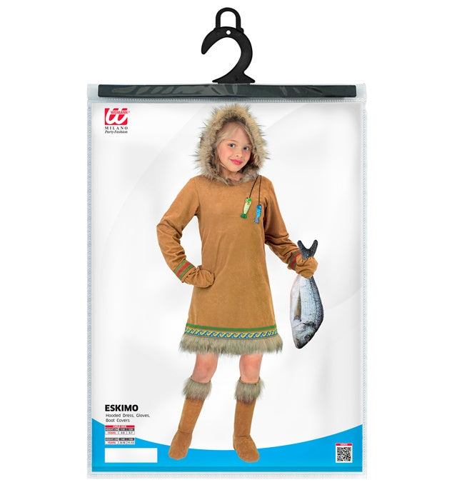 Eskimo-Kostüm mit Kapuze, Handschuhen und Stiefelüberziehern für Fasnacht
