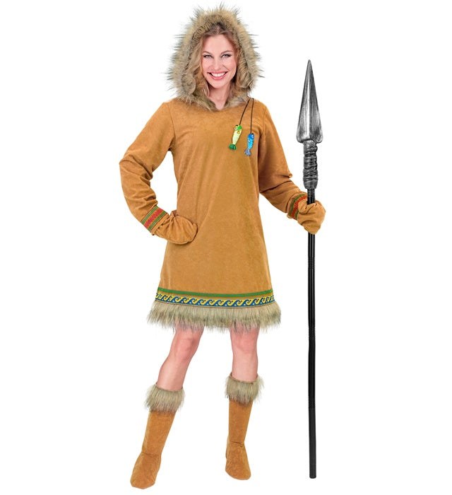 Eskimo-Kostüm mit Kapuze, Handschuhen und Stiefelüberziehern