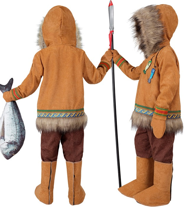 Eskimo-Kostüm Komplettset mit Kapuzenoberteil, Hose, Handschuhen und Stiefelüberziehern