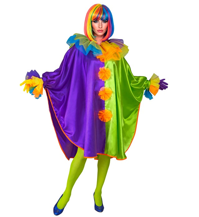 Bunter Clown Poncho mit fröhlichem Muster für Fasnacht und Karneval