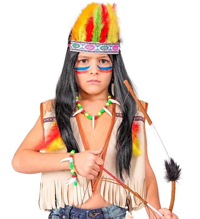 Kinder Indianer Verkleidungsset mit Weste und Federn Stirnband