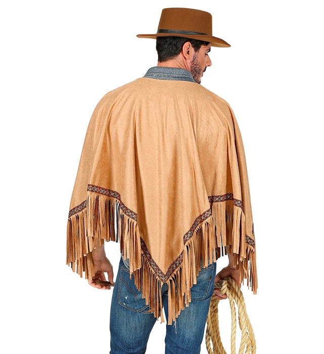 Brauner Poncho in Wildlederoptik als Fasnacht-Kostümzubehör