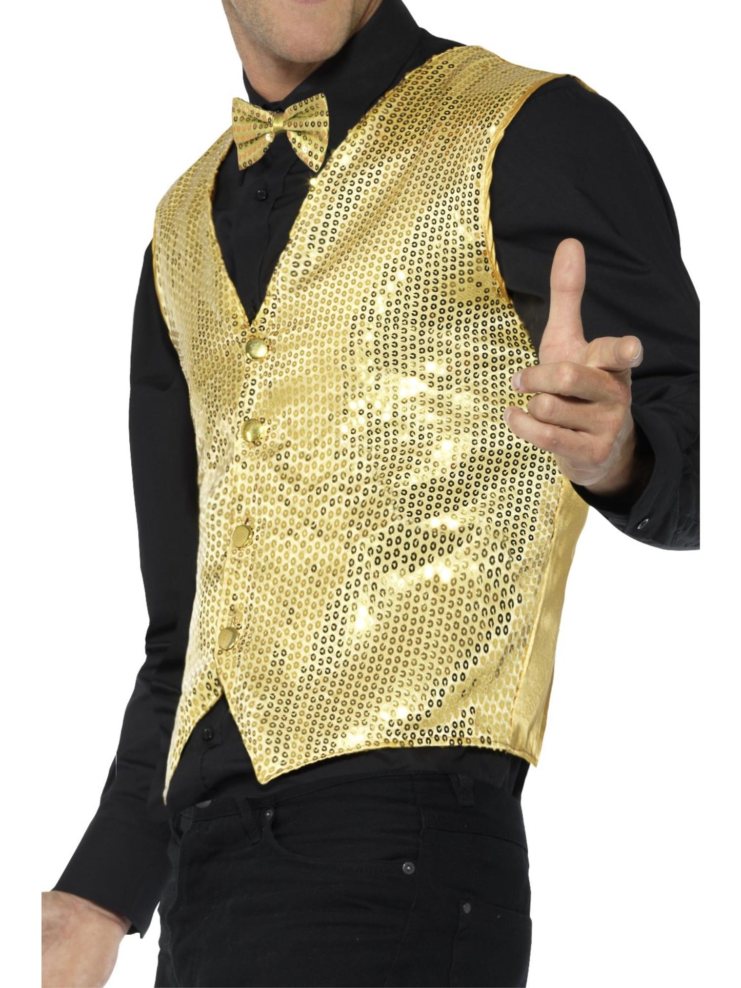 Smiffys PARTY Sequin Waistcoat, Gold CS für Unisex