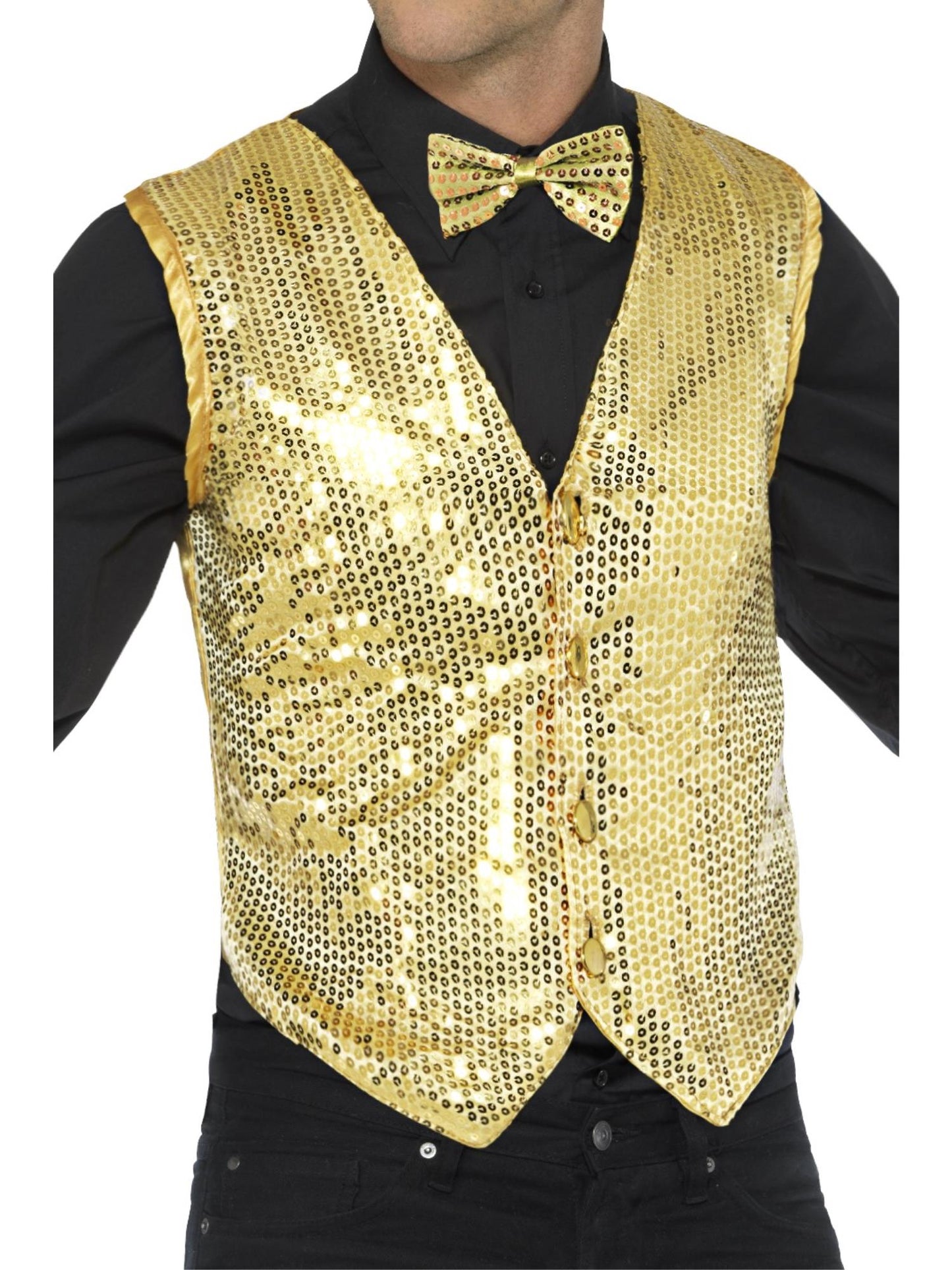 Smiffys PARTY Sequin Waistcoat, Gold CS für Unisex
