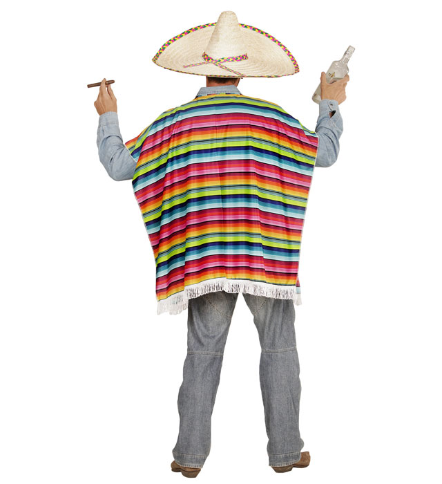Bunter Mexikaner Poncho mit traditionellem Muster für Fasnacht und Karneval