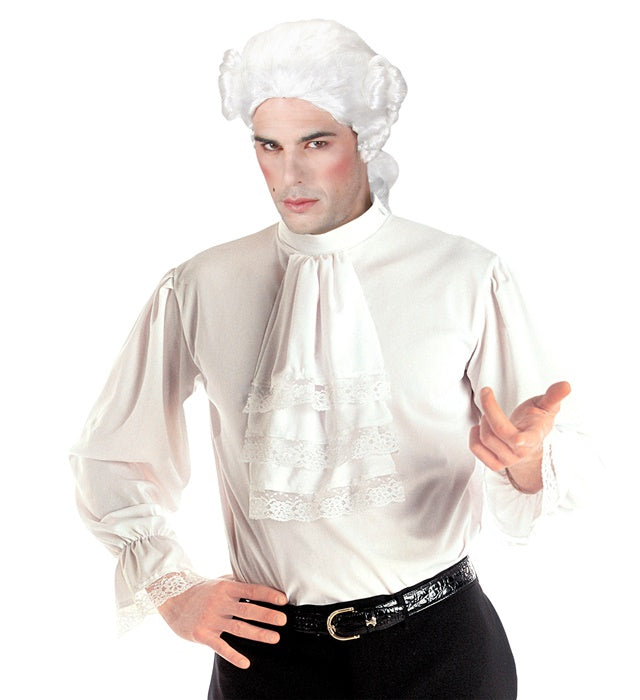 Schwarzes Vampir-Hemd mit weißem Jabot für Halloween und Fasnacht
