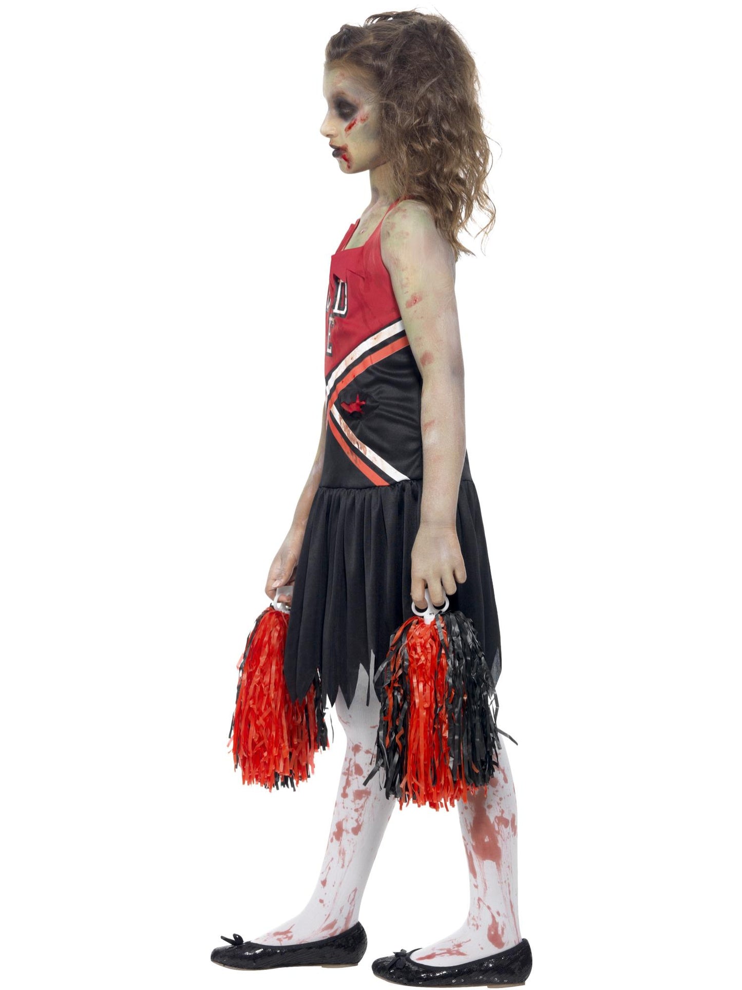 Smiffys Zombie Cheerleader Costume, Red & Black CS für Mädchen