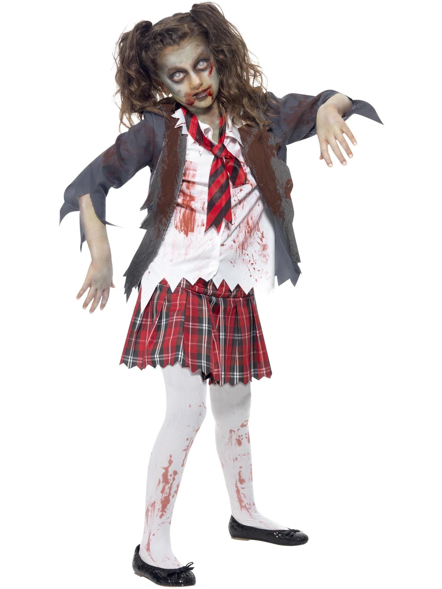 Smiffys Zombie School Mädchenkostüm, Grey CS