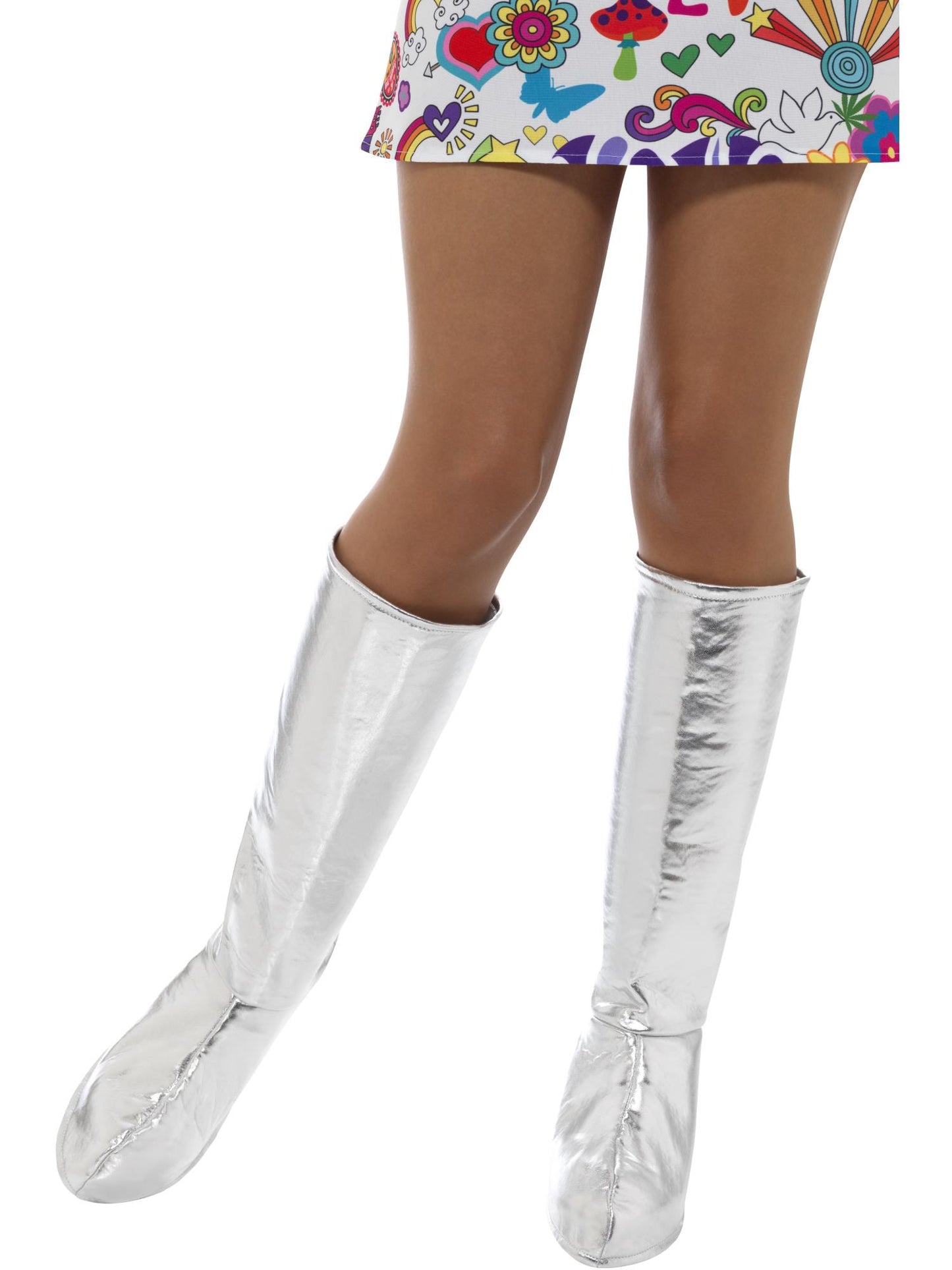 Smiffys HIPPIE GoGo Boot Covers, Silver AC für Damen