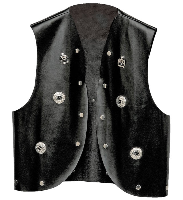 Schwarze Kunstleder-Weste mit silbernen Nieten verziert, ideal für Fasnacht und Mottopartys