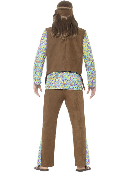 Smiffys Hippie-Kostüm für Herren aus den 1960er-Jahren mit Hose, Oberteil und Weste – Detailansicht