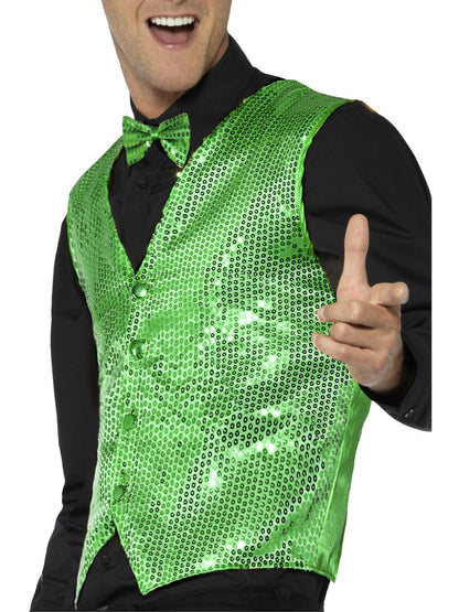 Smiffys PARTY Sequin Waistcoat, Green CS für Unisex