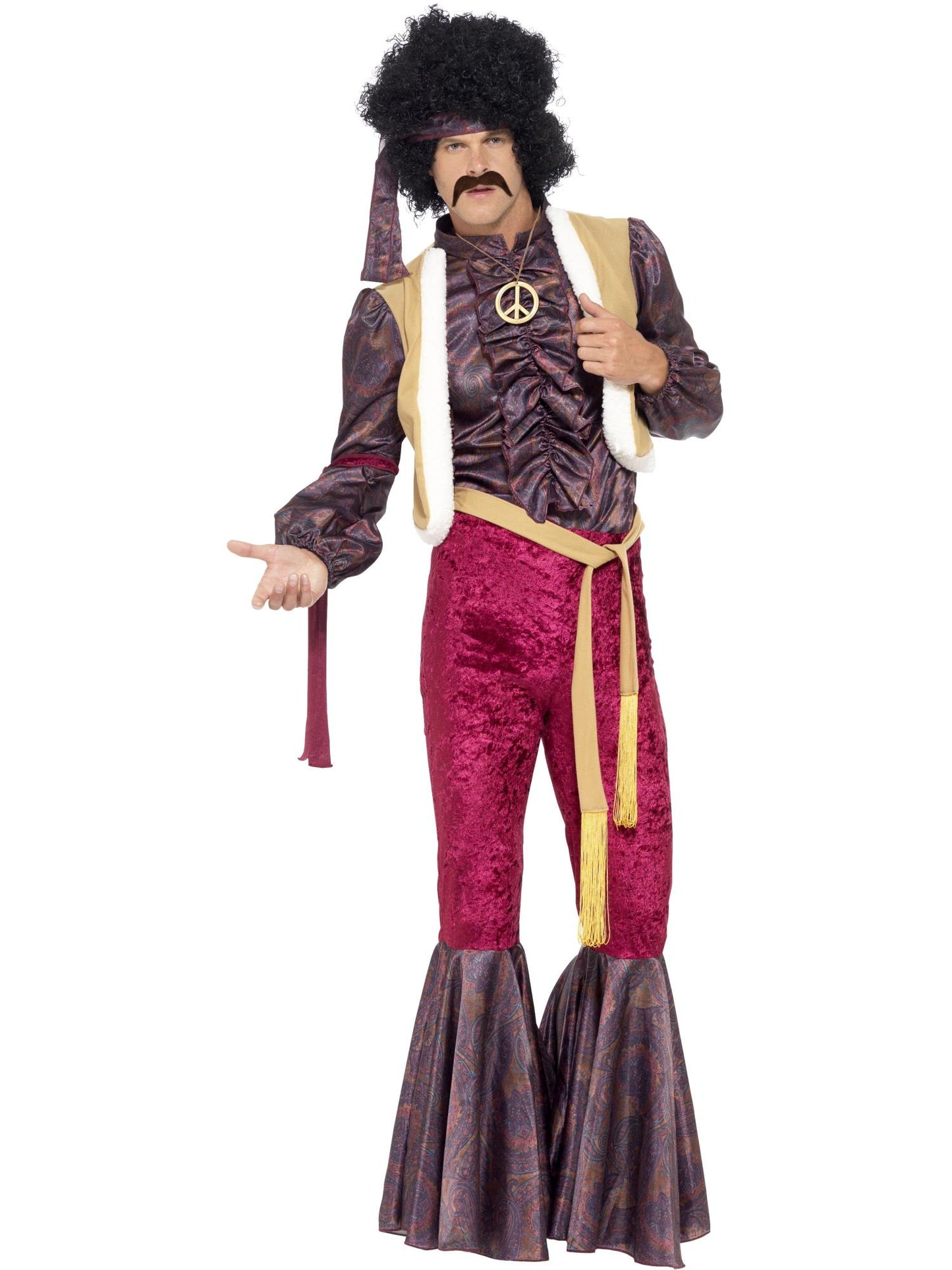 Smiffys 1970S 70s Psychedelic Rocker Costume, Purple CS für Herren