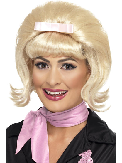 Smiffys 1950s Beehive Bob Peruecke Schwarz mit Ribbon Bow – Detailansicht