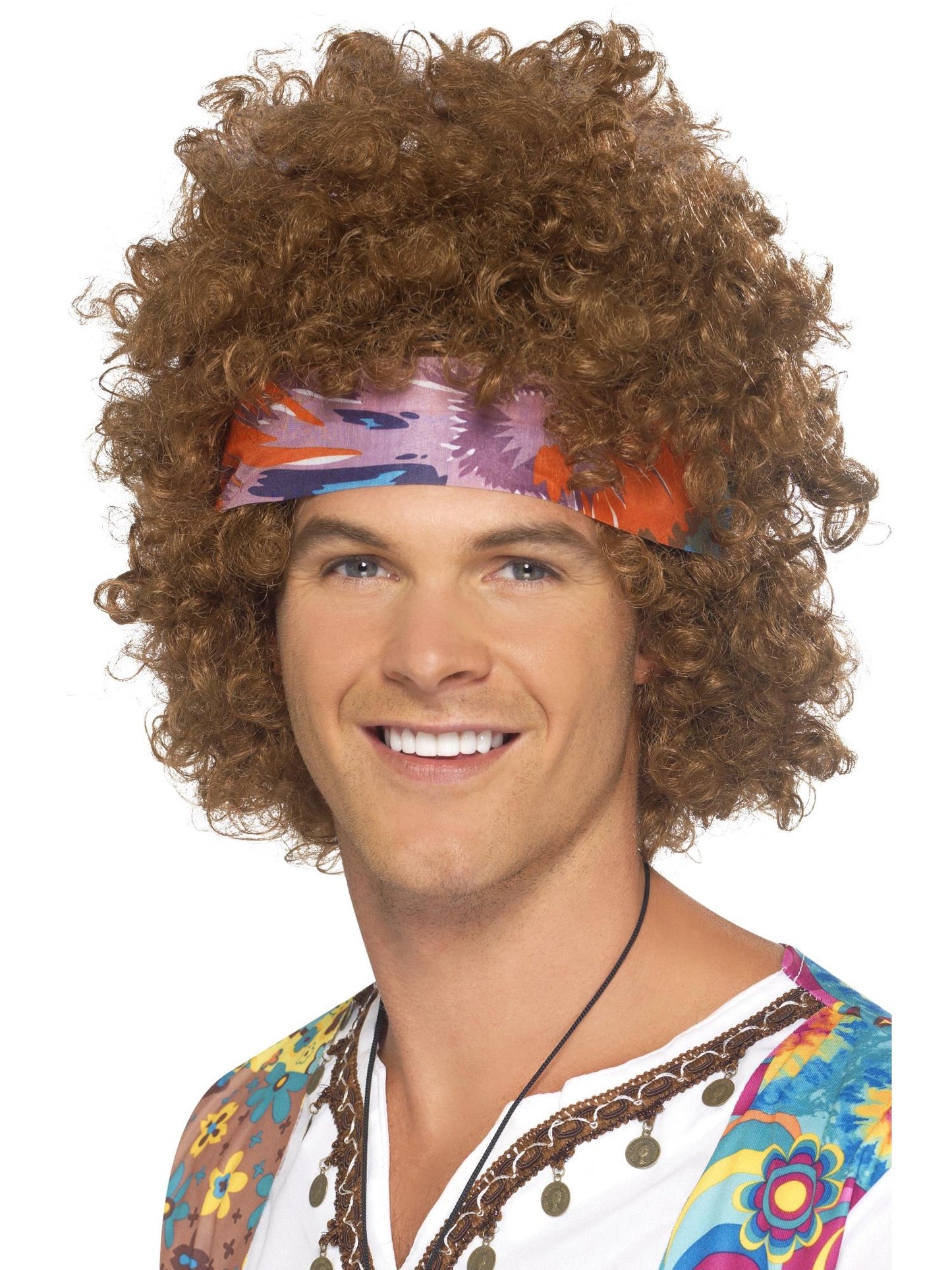 Smiffys Hippie Afro Kit, Brown WI für Herren