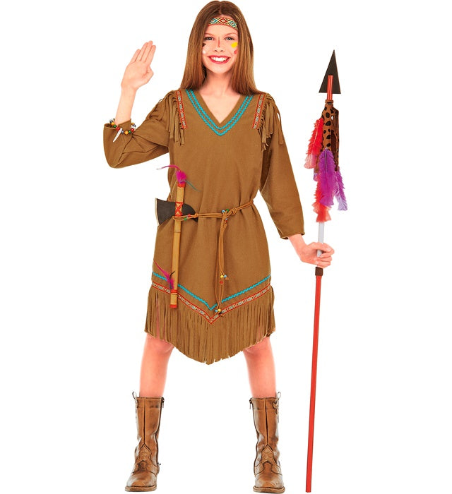 Cheyenne Kostüm-Set bestehend aus Kleid, Gürtel und Stirnband für Fasnacht