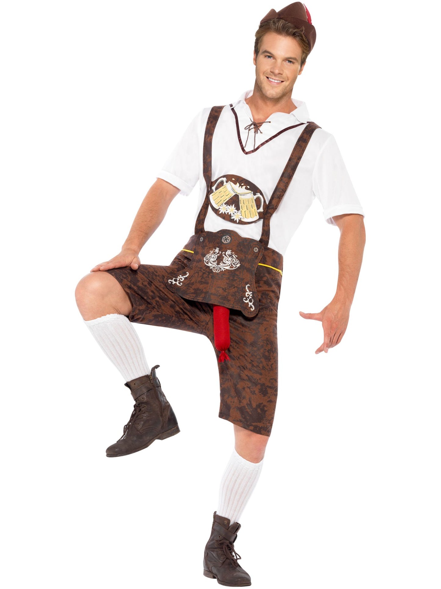 Smiffys COMEDY Brad Wurst Costume, Brown CS für Herren