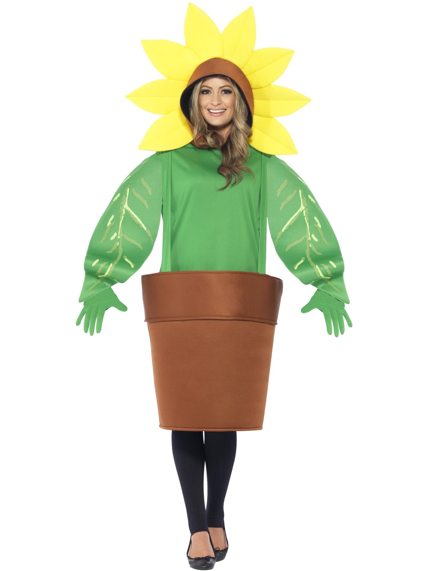Smiffys COMEDY Sunflower Costume, with Top with Attached Hood CS für Unisex
