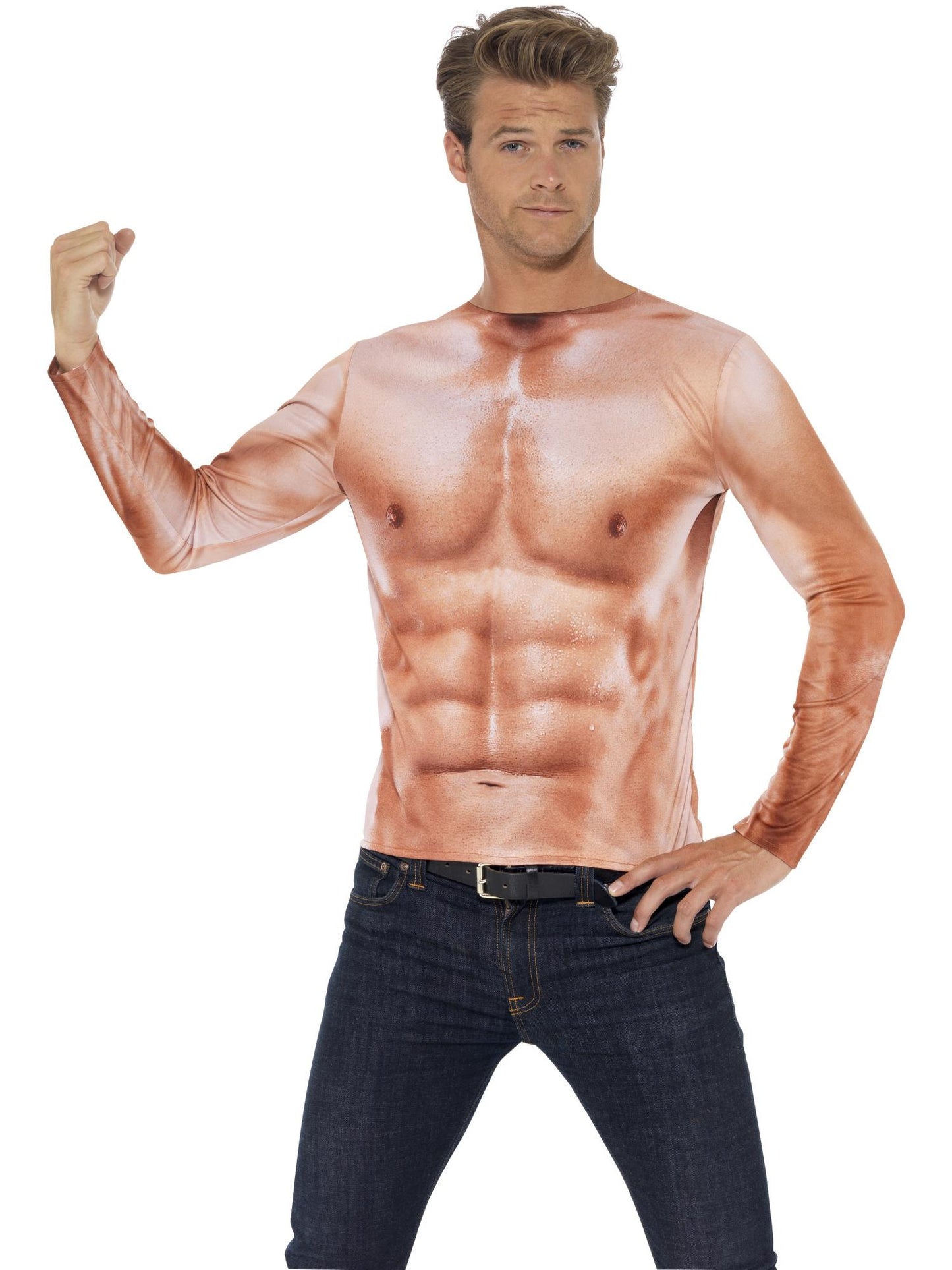 Smiffys COMEDY Realistic Muscle Top, Nude CS für Herren