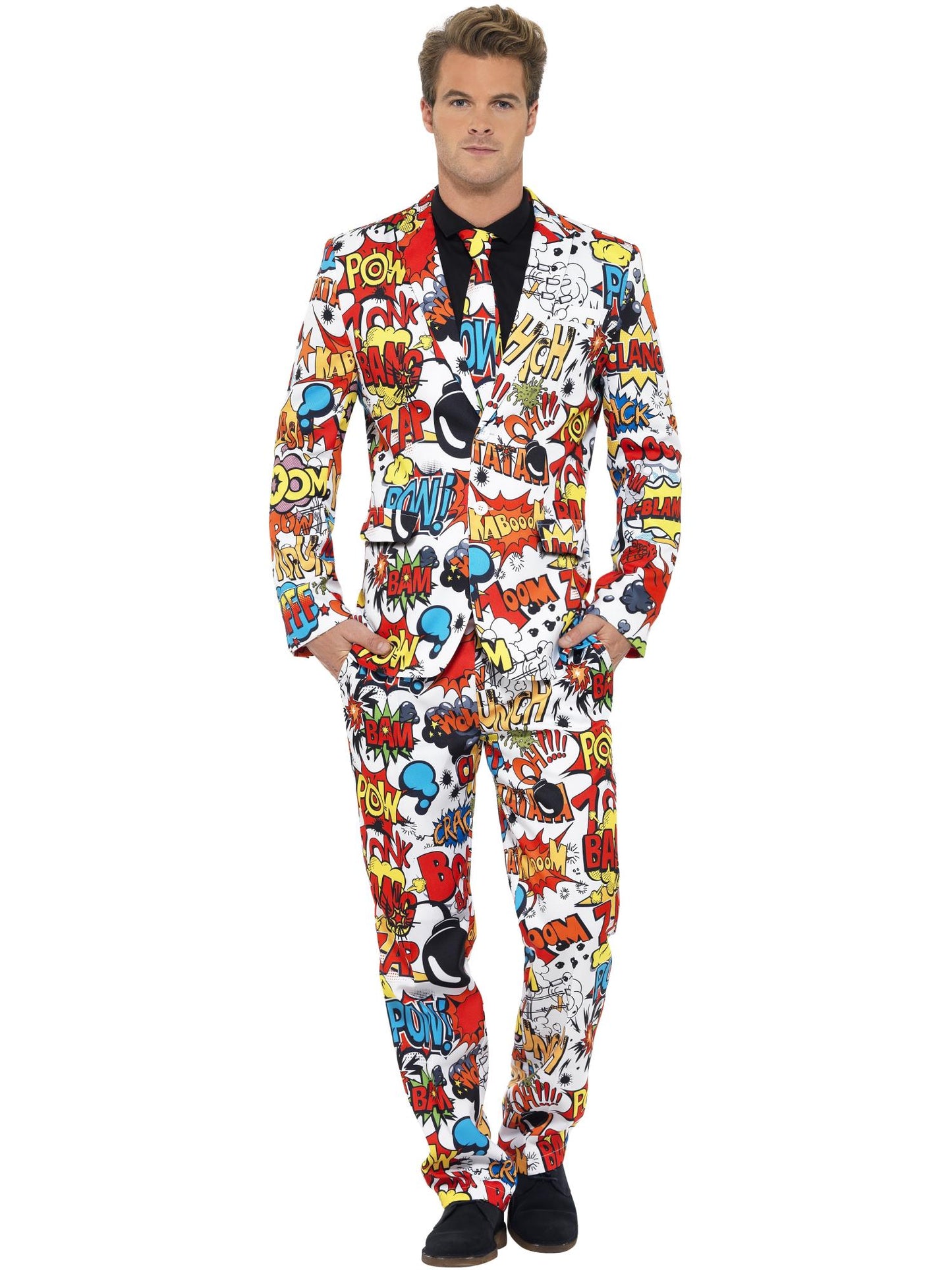 Smiffys COMEDY Comic Strip Suit, Red & White CS für Herren