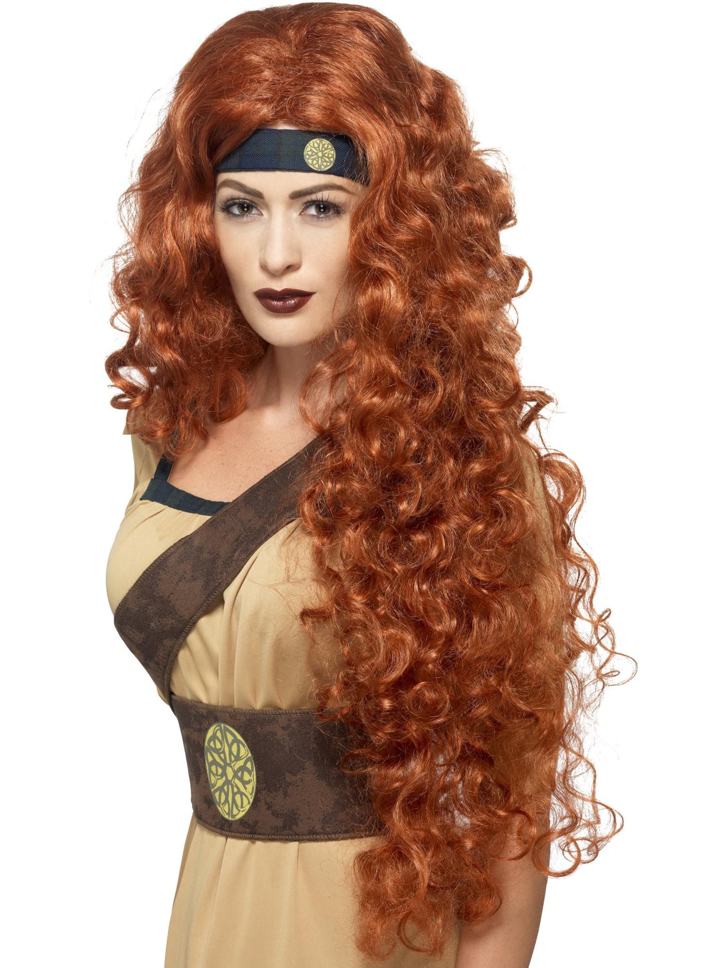 Smiffys Medieval Warrior Queen Wig, Auburn für Damen