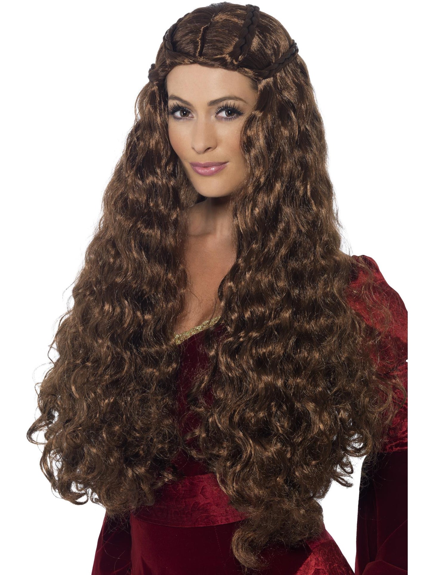 Smiffys Medieval Princess Wig, Brown für Damen
