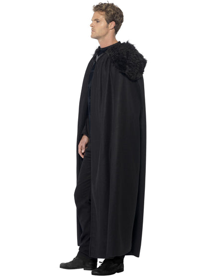 Smiffys HALLTHEME Dark-Barbarian-Kostüm für Herren in Schwarz mit Oberteil und Umhang – Seitenansicht