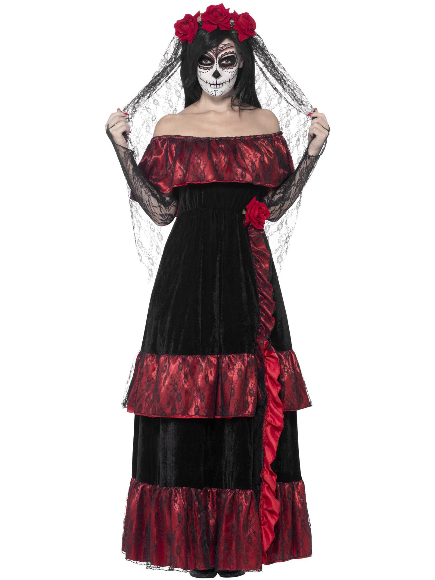 Smiffys DAYDEAD Deluxe Day of the Dead Bride Costume, Black CS für Damen