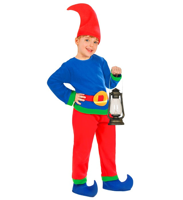 Zwerg Kostüm Set mit Oberteil, Hose, Gürtel, Überstiefeln und Hut für Fasnacht