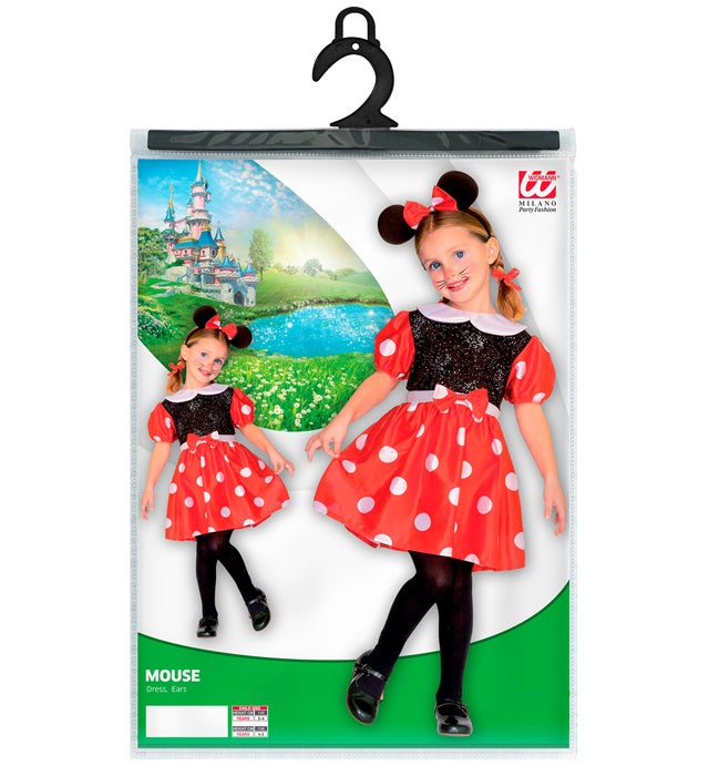 Mäuschen Kostüm mit Kleid und Ohren für Fasnacht