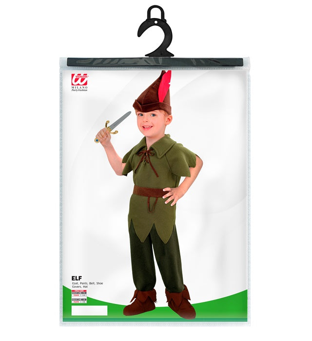 Kobold Kostüm Set mit Oberteil, Hose, Gürtel, Schuhüberzieher und Hut für Fasnacht