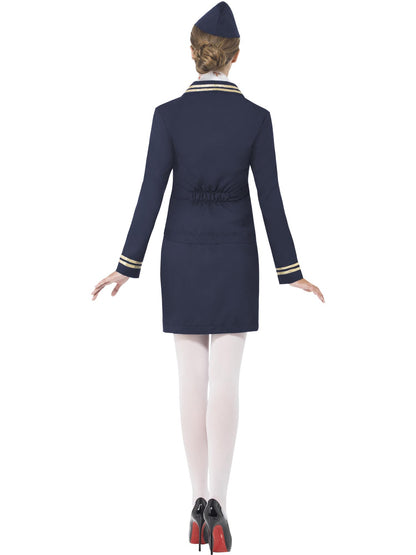 Smiffys Airline Kostüm Damen blau mit Jacke Rock Schal und Hut – Detailansicht