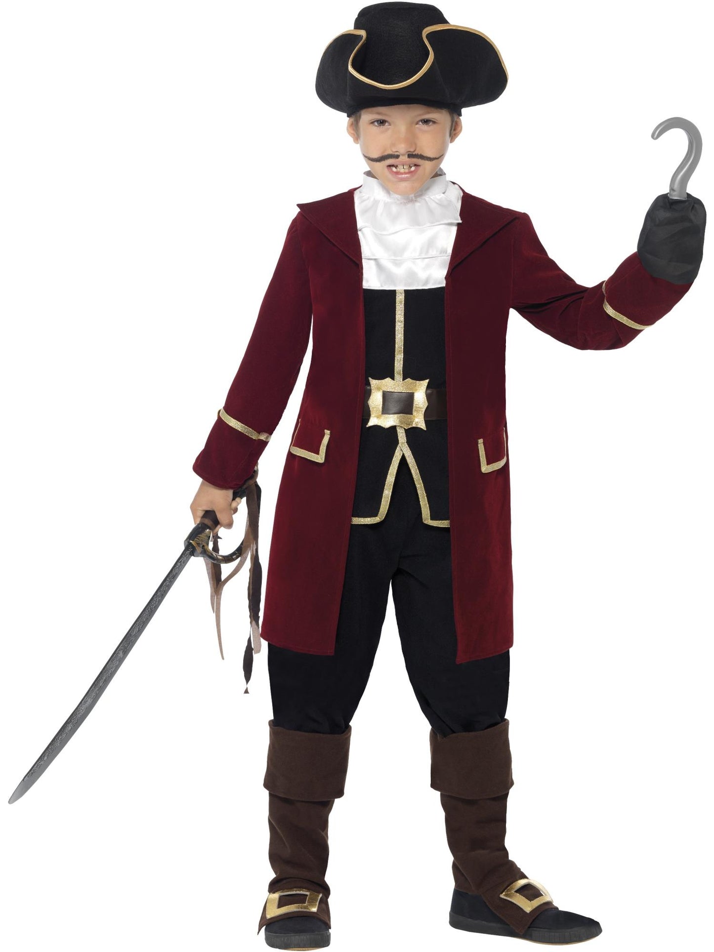 Smiffys Deluxe Pirate Captain Costume, Black CS für Jungen