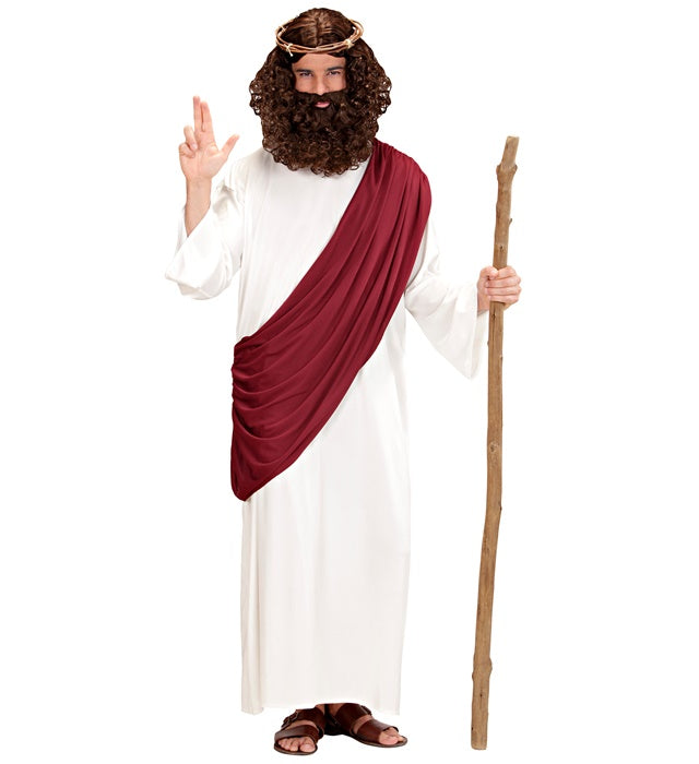Messias-Kostüm mit weisser Tunika, Toga und Dornenkrone für Fasnacht