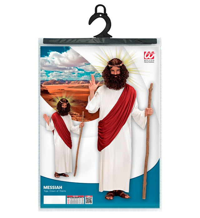 Messias-Kostüm mit weisser Tunika, Toga und Dornenkrone für Fasnacht